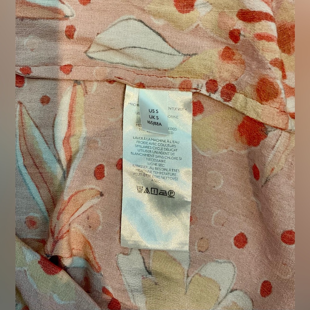 Anthropologie Artistic floral print Pink and Orange Blouse - Picture 5 of 6